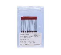 HUABAN 20PCS 1/2W BZX55C18V Diode Zener de puissance planaire en siliciums DO-35 Axial Diode 0.5W 18V
