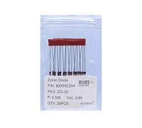 HUABAN 20PCS 1/2W BZX55C2V4 Diode Zener de puissance planaire en siliciums DO-35 Axial Diode 0.5W 2.4V