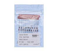 HUABAN 20PCS 1N4759A 1N4759 Diode Zener de puissance planaire en silicium 1W 62V DO-41 (DO-204AL) Axial Diodes 1 Watt 62 Volt