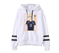 Huacaiyu Anime Haikyuu Sweat à Capuche Homme Karasuno High School Pullover Cosplay Hinata Shoyo Causal Sweatshirts Manches Longues avec Poche Outerwear Tops