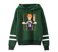 Huacaiyu Anime Haikyuu Sweat à Capuche Homme Karasuno High School Pullover Cosplay Hinata Shoyo Causal Sweatshirts Manches Longues avec Poche Outerwear Tops
