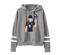Huacaiyu Anime Haikyuu Sweat à Capuche Homme Karasuno High School Pullover Cosplay Hinata Shoyo Causal Sweatshirts Manches Longues avec Poche Outerwear Tops
