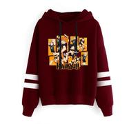 Huacaiyu Anime Haikyuu Sweat à Capuche Homme Karasuno High School Pullover Cosplay Hinata Shoyo Causal Sweatshirts Manches Longues avec Poche Outerwear Tops
