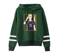 Huacaiyu Anime Haikyuu Sweat à Capuche Homme Karasuno High School Pullover Cosplay Hinata Shoyo Causal Sweatshirts Manches Longues avec Poche Outerwear Tops