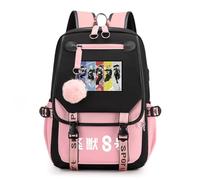 Huacaiyu Anime Kaiju No.8 Sac à dos pour filles Cosplay Kafka Soshiro Mina Sacs d'école pour les collégiens avec Pendentif Hair Ball Daypacks Noir Rose