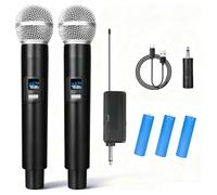 HUACAM Ensemble de microphones rechargeables, double micro, Plug and Play, écran d'affichage LED, compatible avec les machines de karaoké, etc