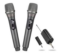 HUACAM Système de microphone à main professionnel sans fil avec récepteur rechargeable et sortie de 3,5 mm, fonctionnement à fréquence fixe pour DJ, événements à l'église et karaoké (68)