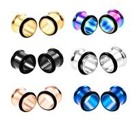 Huacan 12PCS Ecarteur Tunnel Boucle d'Oreille Tunnel Elargisseur Plug Expandeur en 316 Acier Inoxydable Punk Six Couleurs 6-20mm