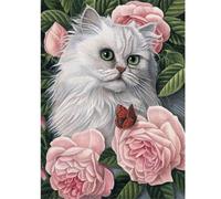 Huacan Chats Peinture Diamant Art Kits Complet 5D Diamond Painting Adultes,Animaux et Papillons Kit Diamond Painting