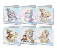 Huacan Diamant Peint Carte de Voeux Noël Un de 6 5D Bricolage Diamond Painting Ensemble Avec Enveloppes Pour Les Cadeaux du Nouvel an pour la Famille Les Couples et Les Amis