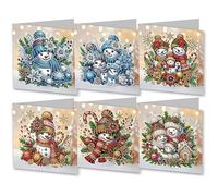 Huacan Diamant Peint Carte de Voeux Noël Un de 6 5D Bricolage Diamond Painting Ensemble Avec Enveloppes Pour Les Cadeaux du Nouvel an pour la Famille Les Couples et Les Amis