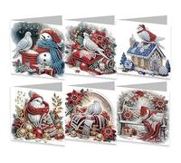 Huacan Diamant Peint Carte de Voeux Noël Un de 6 5D Bricolage Diamond Painting Ensemble Avec Enveloppes Pour Les Cadeaux du Nouvel an pour la Famille Les Couples et Les Amis