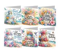 Huacan Diamant Peint Carte de Voeux Un de 6 I5D Bricolage Diamond Painting Ensemble Avec Enveloppes Pour Les Cadeaux du Nouvel an pour la Famille Les Couples et Les Amis