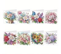 Huacan Diamant Peint Carte de Voeux Un de 8 5D Bricolage Diamond Painting Ensemble Avec Enveloppes Pour Les Cadeaux du Nouvel an pour la Famille Les Couples et Les Amis