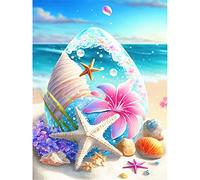 Huacan Diamond Painting de bord de mer 5D Full Drill Starfish Shell Round Diamond Art Kits, 30x40cm