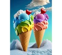 Huacan Diamond Painting pour Adultes Kits Crème Glacée Diamant Paintings Kit Rond Drill Complet Diamants Peinture pour Décoration Intérieur Taille de la Toile 30x40cm