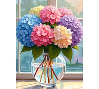 Huacan Diamond Painting pour Adultes Kits Fleurs Diamant Paintings Kit Rond Drill Complet Diamants Hortensias Peinture pour Décoration Intérieur Taille de la Toile 30x40cm