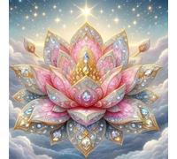 Huacan Diamond Painting pour Adultes Kits Fleurs Diamant Paintings Kit Rond Drill Complet Lotus Diamants Peinture pour Décoration Intérieur Taille de la Toile 30x30cm