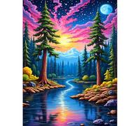 Huacan Diamond Painting pour Adultes Kits Paysage Diamant Paintings Kit Rond Drill Complet Diamants Le Ruisseau Peinture pour Décoration Intérieur Taille de la Toile 30x40cm