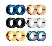 Huacan Ecarteur Oreilles 6mm à 20mm 12 pcs Ensemble Coloré En Acier Inoxydable Tunnels MIX Bouchons D'oreille Double Évasé Plug Jauges Extenseur pour Femme Hommes