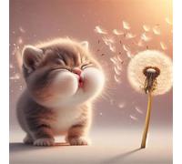 Huacan Kit Broderie Point de Croix Le Chat Imprimé Tissu de Grille, Point de Croix Kit Le Chat de Broderie 11CT DIY Œuvres D'art Faites à La Main pour Adultes Débutants 40 x 40 CM