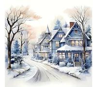 Huacan Kit Broderie Point de Croix Paysage Imprimé Tissu de Grille, Point de Croix Kit de Broderie 11CT DIY Œuvres D'art Faites à La Main pour Adultes Débutants 40 x 40 CM