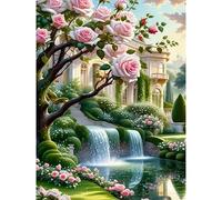 Huacan Kit Broderie Point de Croix Paysage Imprimé Tissu de Grille, Point de Croix Kit de Broderie 11CT DIY Œuvres D'art Faites à La Main pour Adultes Débutants 40 x 50 CM (Paysage E)