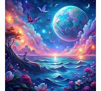 Huacan Kit Point de Croix Pré - Imprimé Paysage Modèle Tissu de Grille 11CT DIY Kits de Broderie D'art Faites à La Main pour Adultes Débutants 40 x 40 CM (Paysage 3)