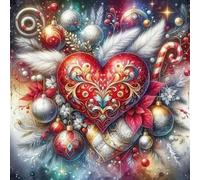 Huacan Kit Point de Croix Pré - Imprimé Paysage Modèle Tissu de Grille 11CT DIY Kits de Broderie D'art Faites à La Main pour Adultes Débutants 40 x 40 CM (amour)