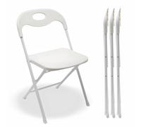 Huacan Lot de 4 chaises pliantes confortables en acier renforcé, blanc