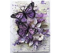Huacan Peinture de diamants 5D DIY Butterfly Kits Diamant rond avec perçage Art pour la décoration murale de la maison 30x40cm