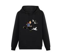 Huachenyu Running Tin-Tin Men's Black Hoodies Unisex Pullover Sweatshirts L
