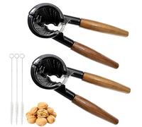 HuaCommerce Lot de 2 casse-noisettes et 3 brosses de nettoyage - Casse-noix pour noix avec poignée en bois antidérapante, casse-noisettes léger pour amandes et noix du Brésil, idéal comme casse-noix