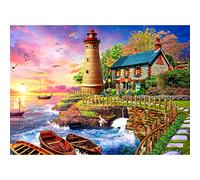 HUADADA Puzzle 1000 Pièces - Adulte, Jeu d'Intelligence et de Décoration Moderne - Phare de Bord de Mer