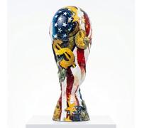 Huadafun Réplique de Trophée de Football Coupe du Monde, Coupe de Récompense en Résine avec Finition Drapeau Américain pour Fans, Souvenir à Collectionner, Déco Bureau Bar Vitrine,27cm