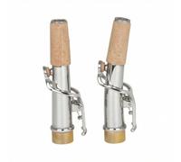 HuadaXtai 2 Pièces Raccord de Saxophone Soprano Col Courbe Col Droit Embout Liège sur Mesure Joint Acoustique Fiable Laiton Poli Système Latéral Fixe Adapté à l'Entretien Répétition Concert, Argenté