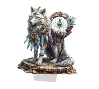 HuadaXtai 2d Wolf Acrylique Sign Ornement Decoration with Dream Net for Living Room