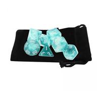 HuadaXtai 2x Dés Polyédriques En Acrylique avec Pochette, Jouets de Fête D4-D20 pour Jeux de Rôle RPG, Accessoires de Salle de Classe, Bleu, Comme Décrit