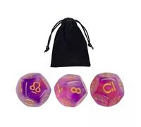 HuadaXtai 6x Dés Astrologiques En Acrylique, Dés de Constellation, Dés Polyédriques pour Jeux de Société de Table, 3 Pièces