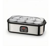 HuadaXtai 8 Pièces Yaourtière Électrique Machine Fermentation Appareil Lait Inox Afficheur Numérique Couvercle Transparent Jars Amovibles Convient à Desserts Maison Famille