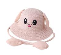 HuadaXtai à Oreilles de Lapin Mobiles, Chapeau de Soleil Décontracté, Dessin Animé, Mignon, Large Bord, Mignon, Confortable, Chapeau D'été, Ch, Rose clair