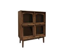 HuadaXtai Armoire de Rangement Miniature Meuble de Maison de Poupée Buffet Placard Quatre Casiers Agencés en 2x2 et Pieds Effilés Stables Convient aux Tables, Noyer