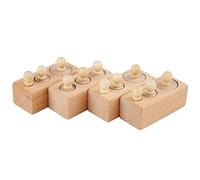 HuadaXtai Blocs Cylindriques Montessori 4 Pièces avec Bouton en Bois, Sense, Jeu de Société, Jouet pour La Maison, L'école, l'enfant, Couleur Primaire