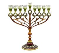 HuadaXtai Bougeoir à 9 Branches Hanoukka Menorah, Chandelier Religieux de Luxe pour Ventilateur