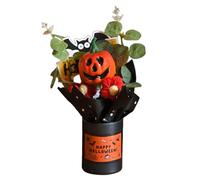HuadaXtai Bouquet de Citrouille Décoration de Table avec Fleur Artificielle et Tête de Citrouille Ornement Ludique En PP Approprié pour Les Événements et Les Ca, Orange