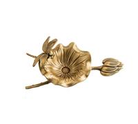 HuadaXtai Brûleur d'Encens en Laiton Porte Encens Support Plateau Diffuseur Collecteur de Cendres Sculpture Fleur et Feuille Design Compact pour Table et