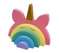 HuadaXtai Building Blocks Rainbow Empilables Bois Puzzle Jeu Sensoriel Artisanat Empilable pour Développer l'Imagination Bébé Enfant Préscolaire, Licorne