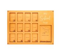HuadaXtai Cadre Photo Scolaire En Bois de La Maternelle à La Terminale 15,7 X 11,8 Pouces Multifonction avec 13 Emplacements pour éducatif de L', Orange