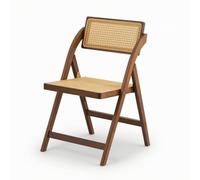 HuadaXtai Chaise Pliante Diner Chaise de Salle à Manger Siège Pliant Fauteuil Pliant en Bambou et Rotin avec Dossier Rectangulaire Canné Pliage Fluide Compact, Noyer