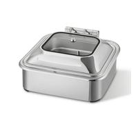 HuadaXtai Chauffe Buffet Électrique Réchaud Chafing Dish Serveur Maintien de Température pour Plats Frais et Délicieux avec, Carré, Cadre De Luxe Chauffage Électrique À Compartiment Unique